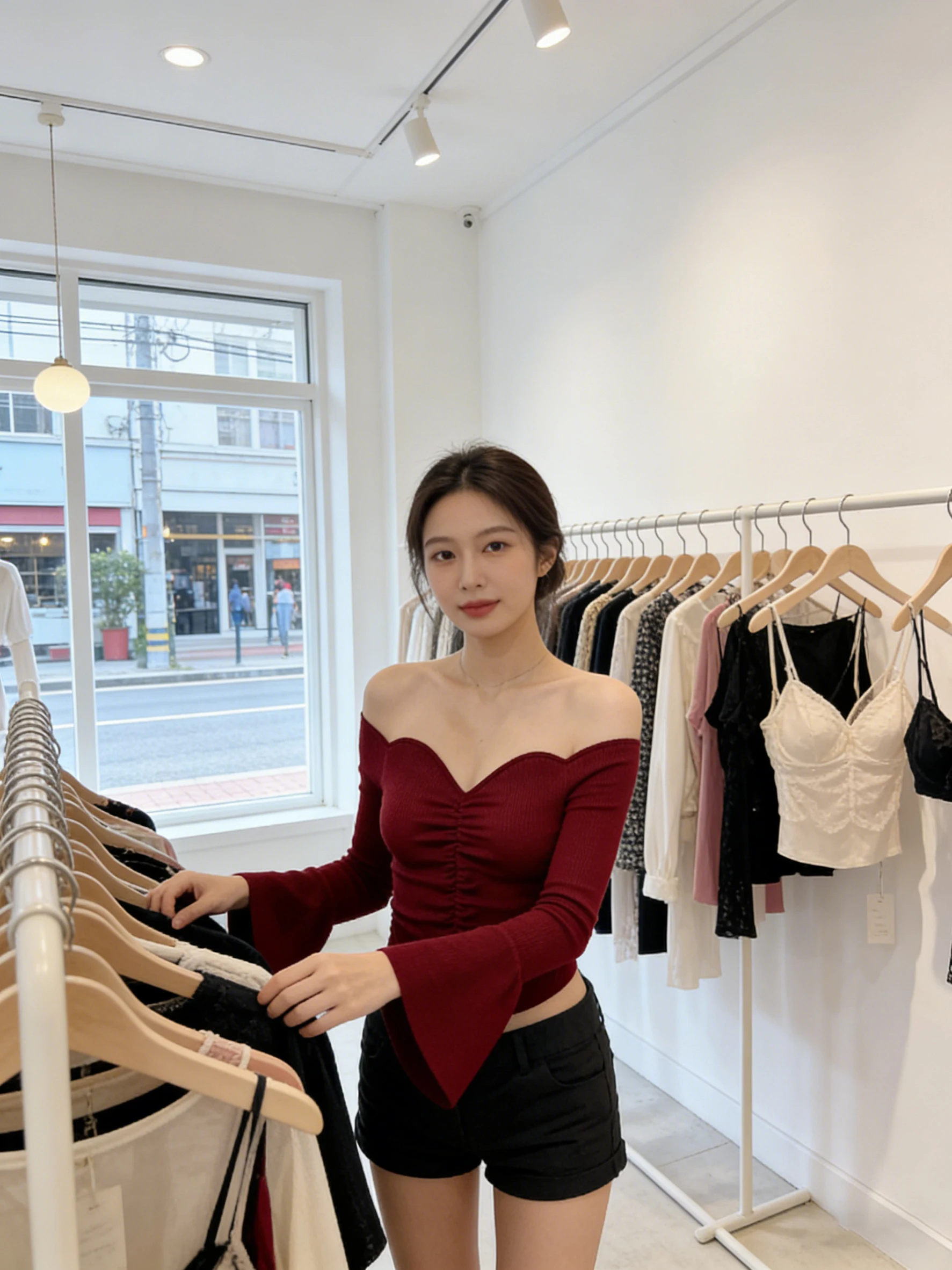 

Sexy Low V-Neck Bell Sleeve Knitted Sweater Women's Pure Desire Spicy Short Top Cross Year Beautiful Matching Red Polyester F...