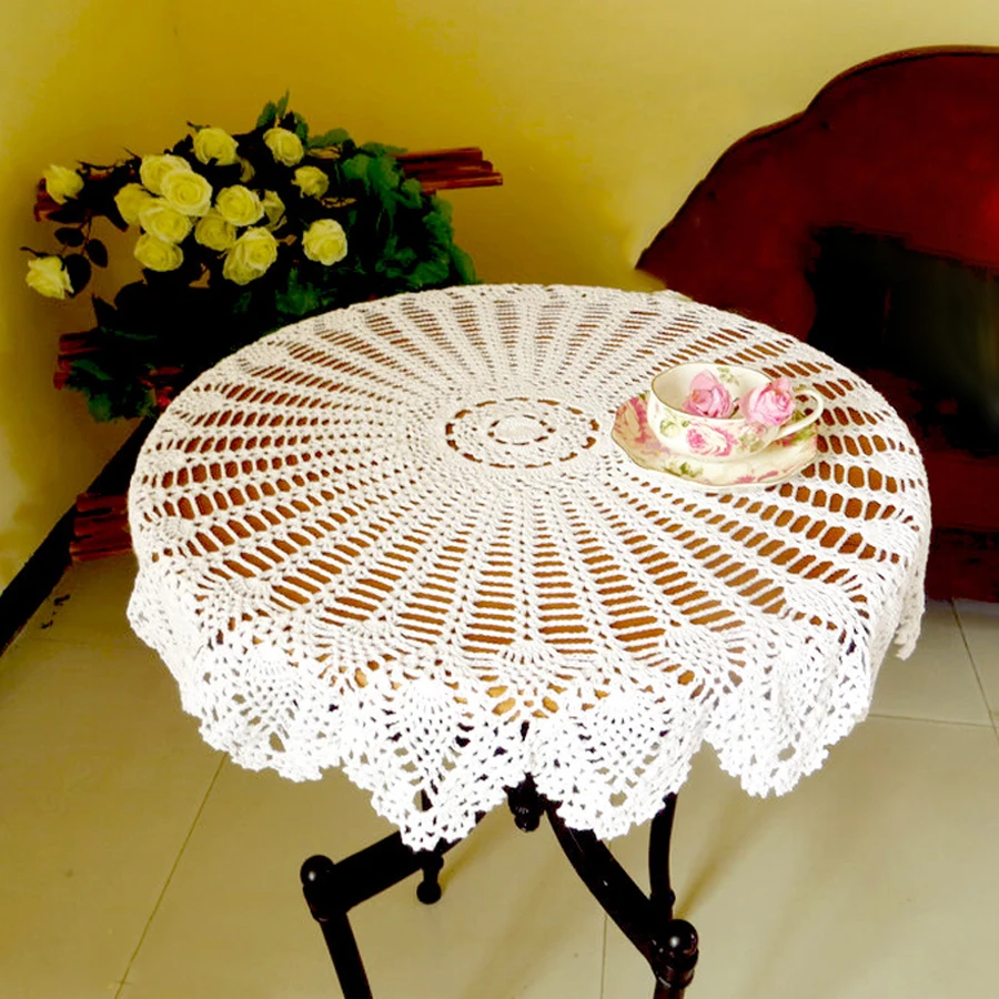 Pastoral Cotton Lace Cup Mat Placemat RD Shabby Chic Vintage Crocheted Tablecloth Handmade Crochet Coasters 70/80/90CM