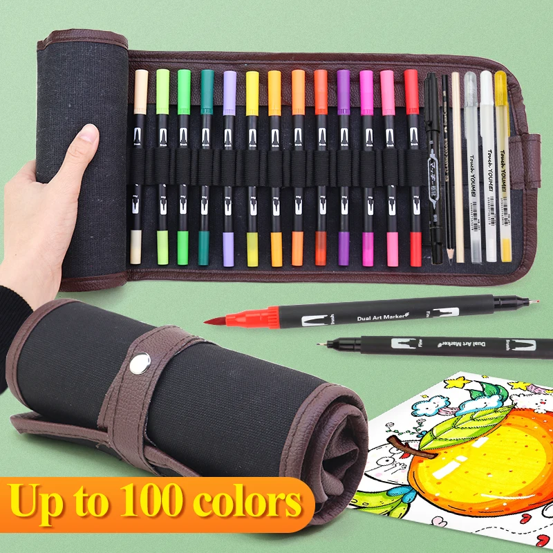 

48/60/72/80/100/120 Colors Professional Double Head Watercolor Brush Pen Art Markers Drawing Sketch Manga Soft Brush Marker Pen