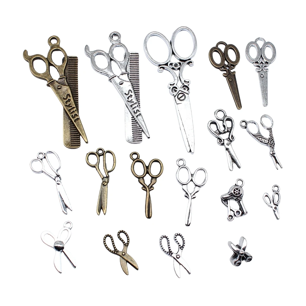20 sztuk nożyczki Charms tybetański srebrny kolor wisiorki antyczne tworzenie biżuterii DIY Handmade Craft wisiorek — zdjęcie 3