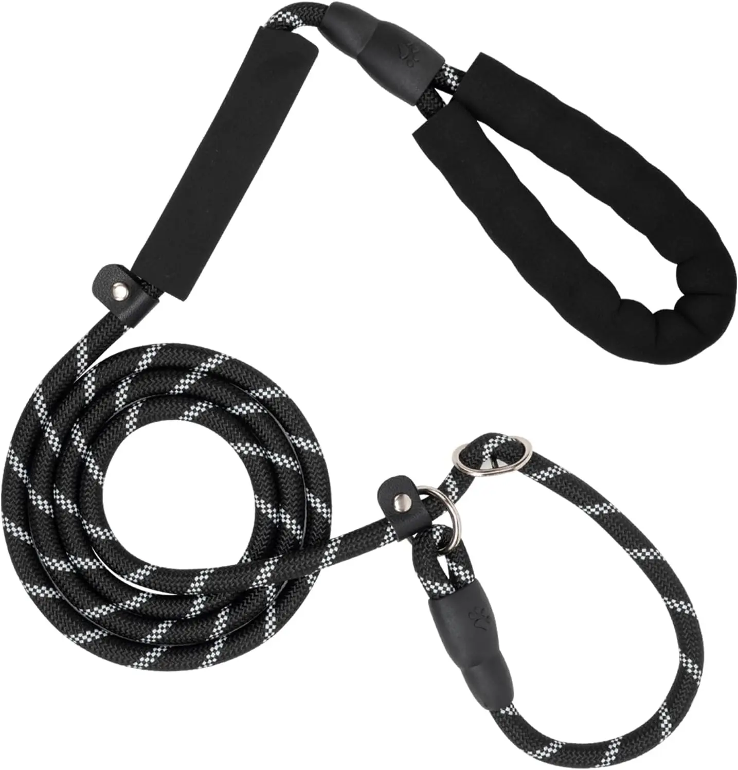 Amrules Dog Leash 6 FT with Comfortable Padded Handle, Training Loop Leash with Highly Reflective Threading for Medium Dogs, Black