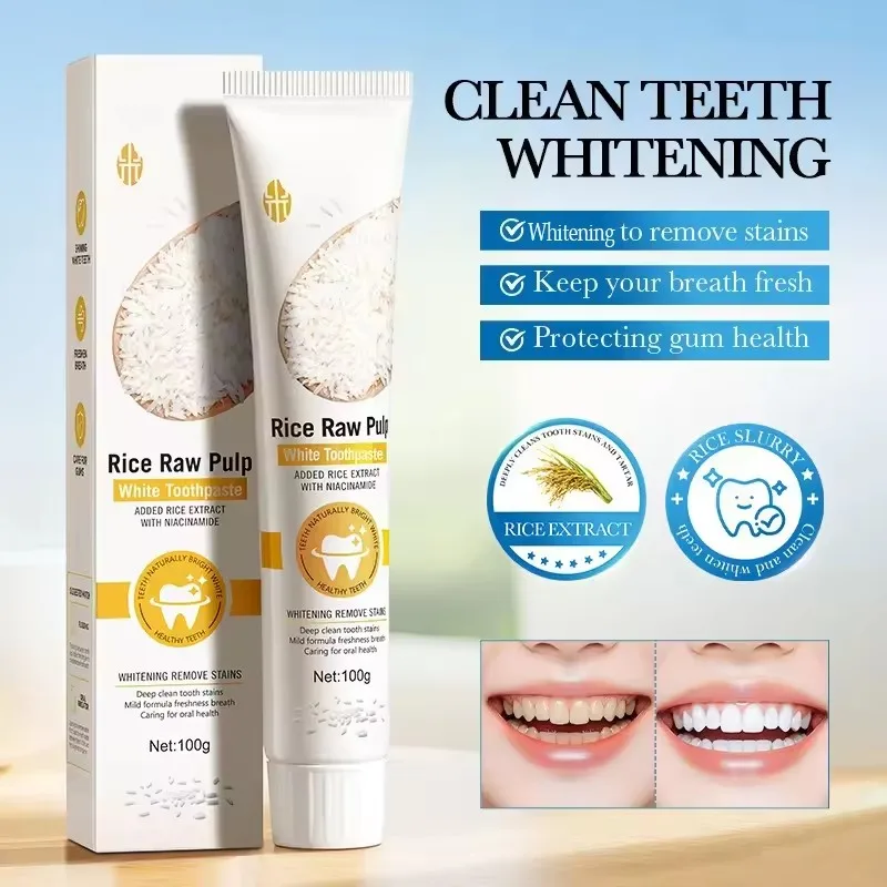 

100g Rice Toothpaste Whitening Repair Tooth Decay Paste Cleaner Teeth Remover Plaque Fresh Breath Oral Care