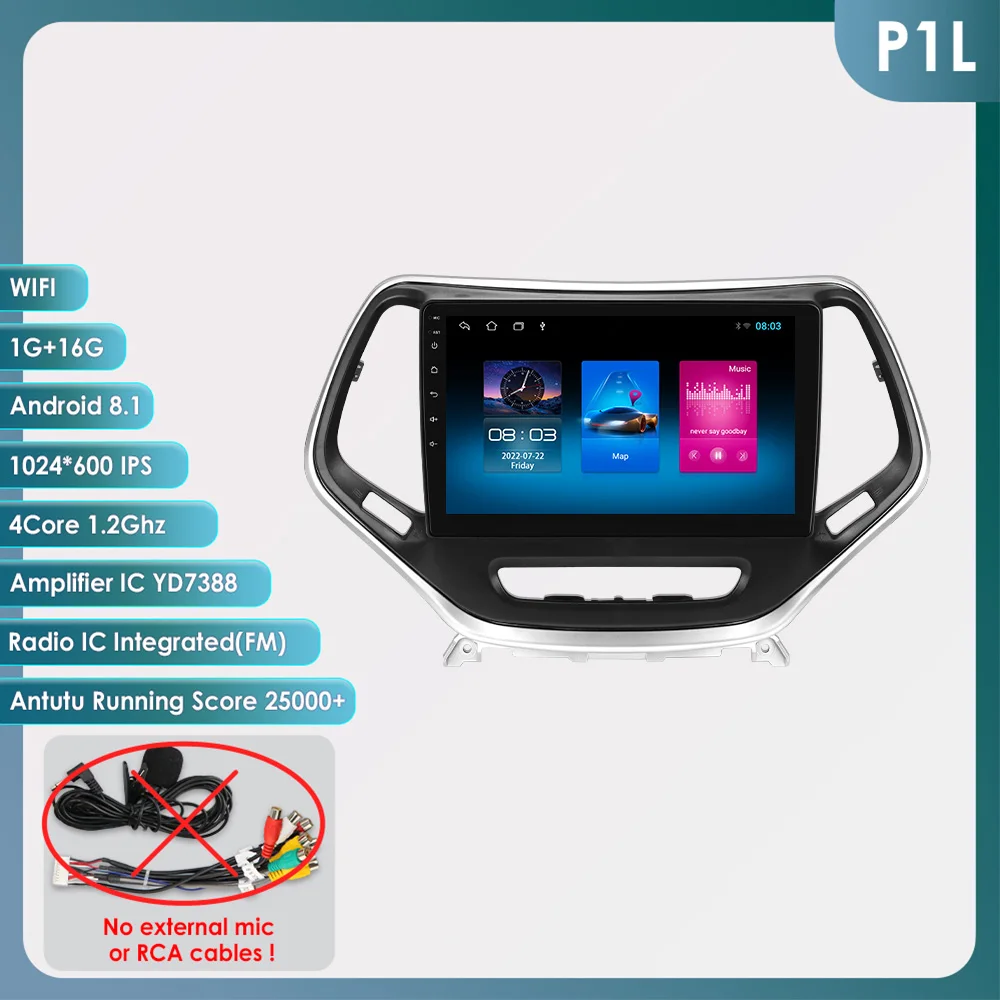 Hizpo Android Carplay Auto WIFI+4G voor Jeep Grand Cherokee KL 2015 2016 2017 2018 GPS autoradio multimediaspeler stereo