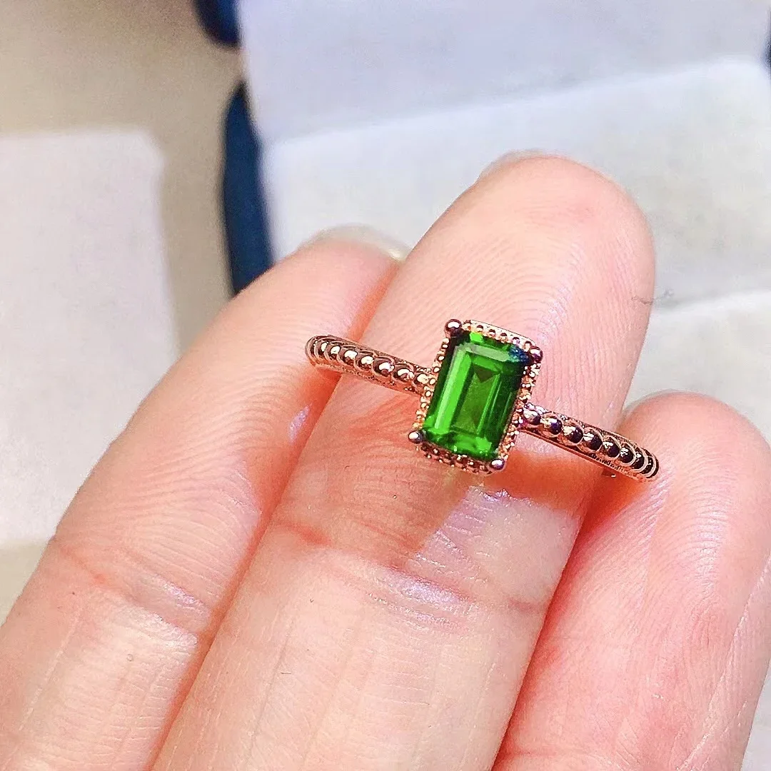 

Простое серебряное кольцо Diopside 4 мм * 6 мм, изумрудная огранка, натуральное серебряное кольцо Diopside, серебро 925 пробы, ювелирные изделия Diopside