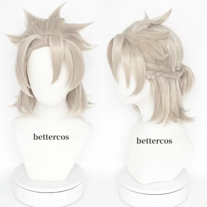 High Quality Game Albedo Cosplay Wig 35cm Short Linen Heat Resistant Synthetic Hair Anime Cosplay Wigs Wig Cap