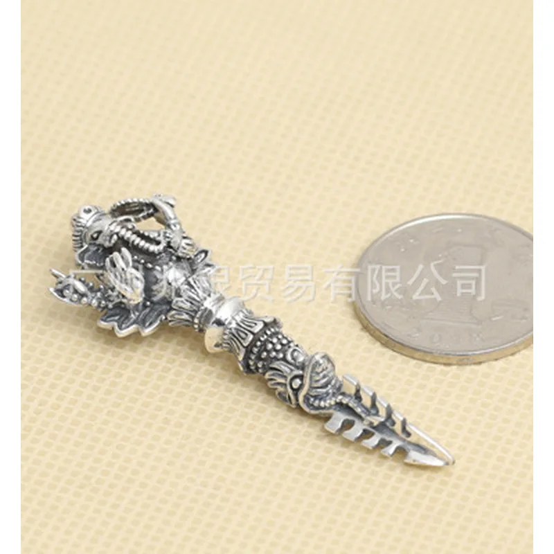 S925 Vintage Thai Silver Artifact Ganesha Vajra Scepter Pendant