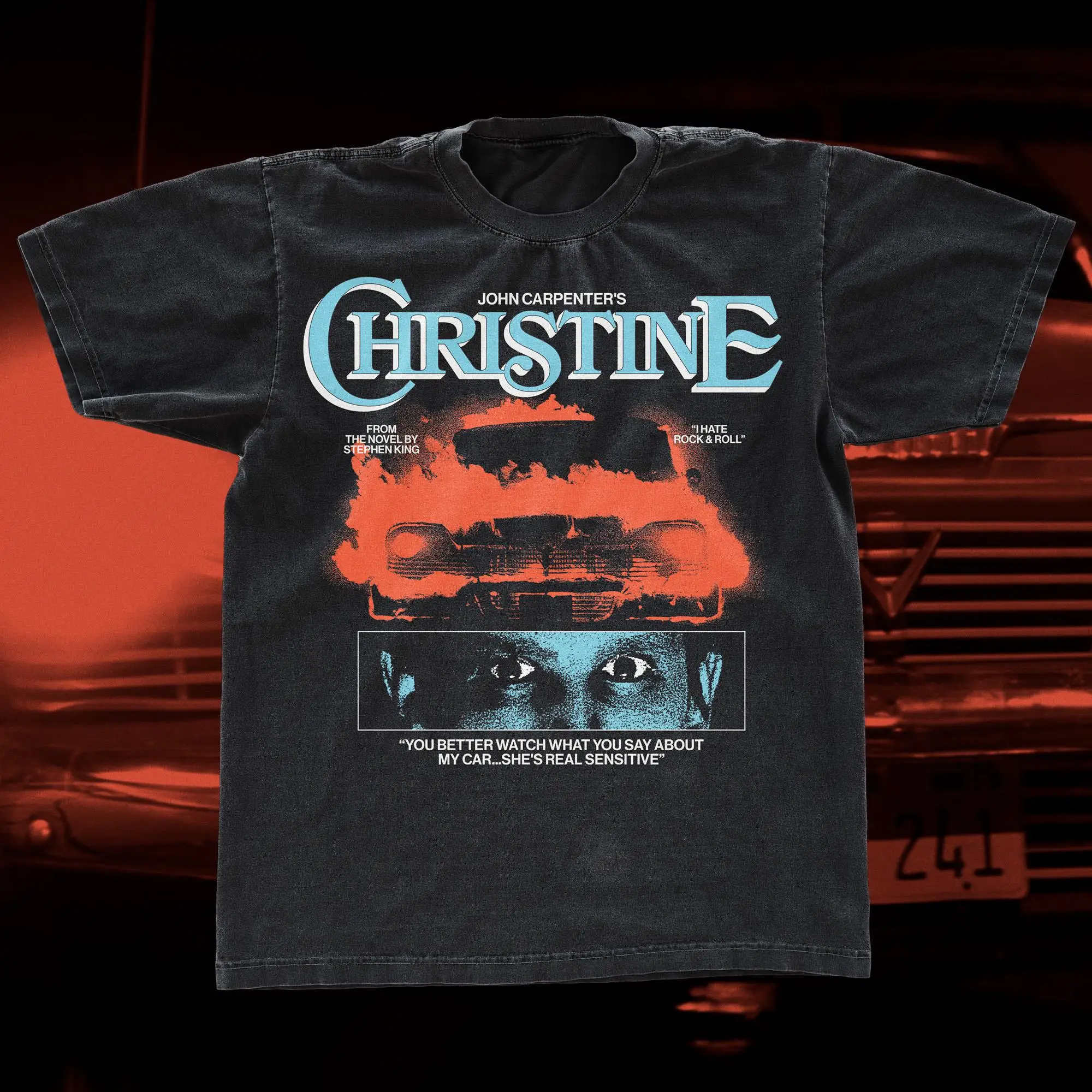 Christine t shirt John Carpenter screen print style tee black garment dyed heavyweight Comfort Colors horror movie