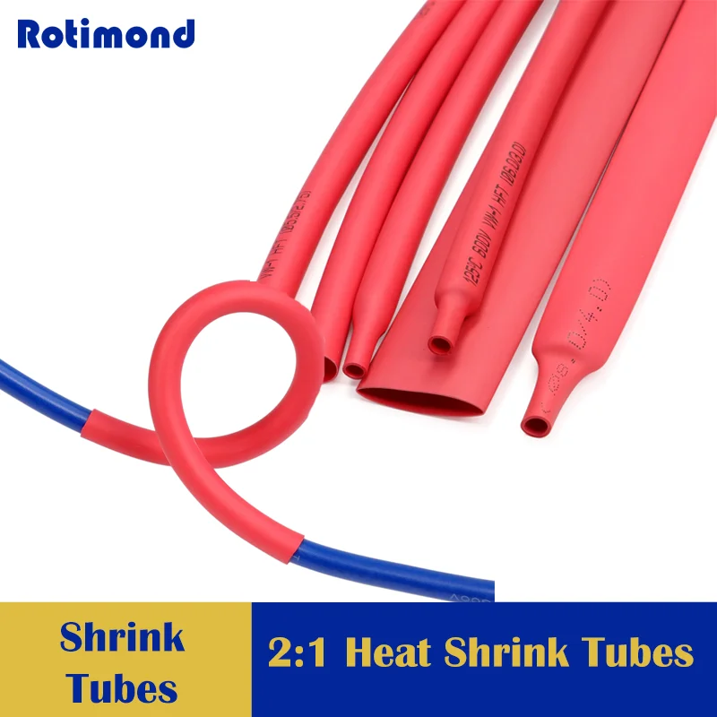 

2:1 Ratio Heat Shrink Tube 1-210mm Diameter Colored Polyolefin Wire Sleeve Waterproof Insulated Protector Electrical Connection