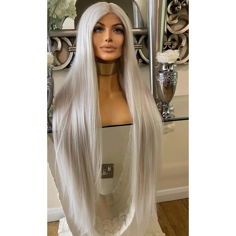 Blonde Curly Lace Front Platinum Blonde Silver Wig Grey Natural Wig Kim K