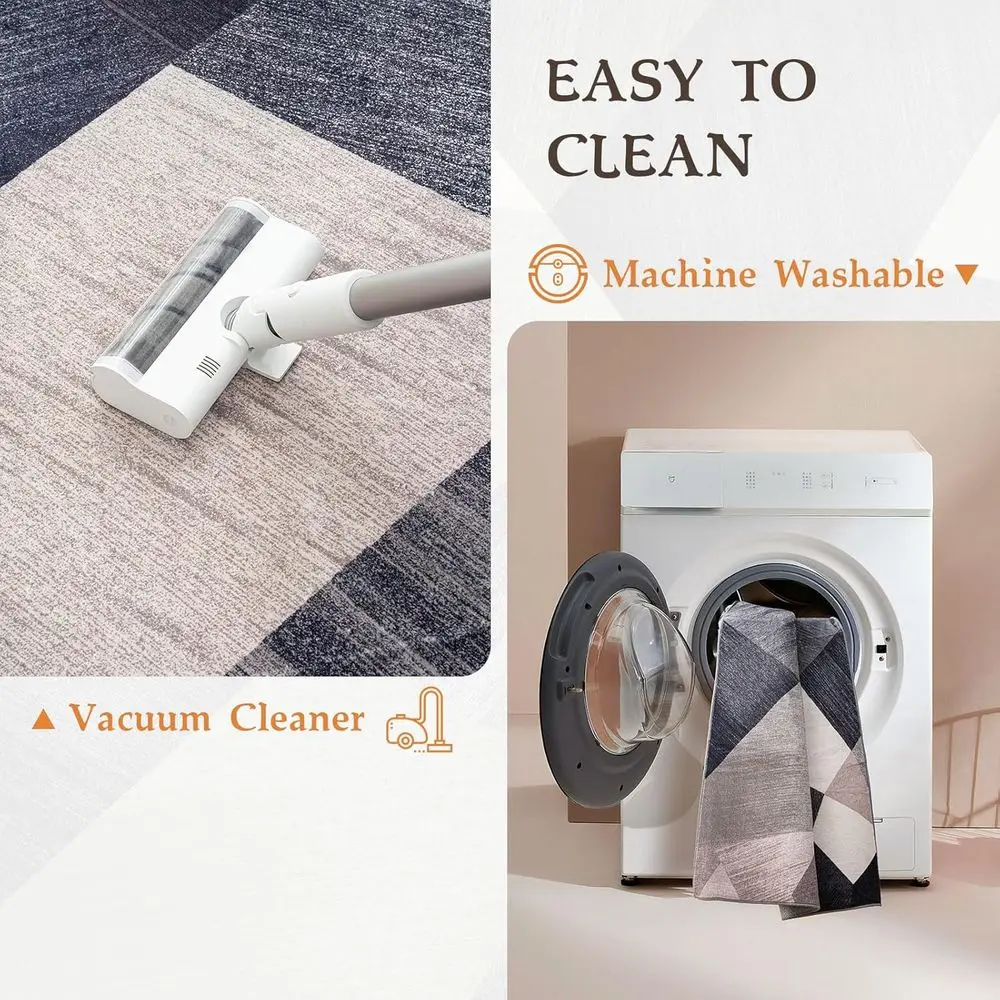 Machine Washable 5x7 Green Geometric Area Rug - Soft, Non-Slip, Non-Shed for Living & Bedroom