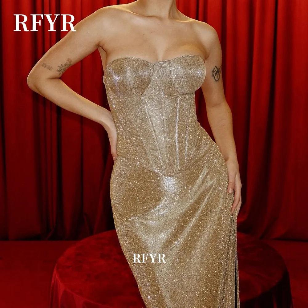 فساتين سهرة لامعة من RFYR على شكل قلب للحفلات الراقصة فستان الحفلات بدون أكمام فستان الأميرة مناسب حسب الطلب