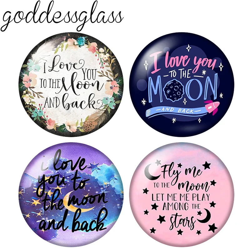 

New "I love you to the Moon and back" Beauty 10pcs 12mm/18mm/20mm/25mm Round photo glass cabochon demo flat back Making findings