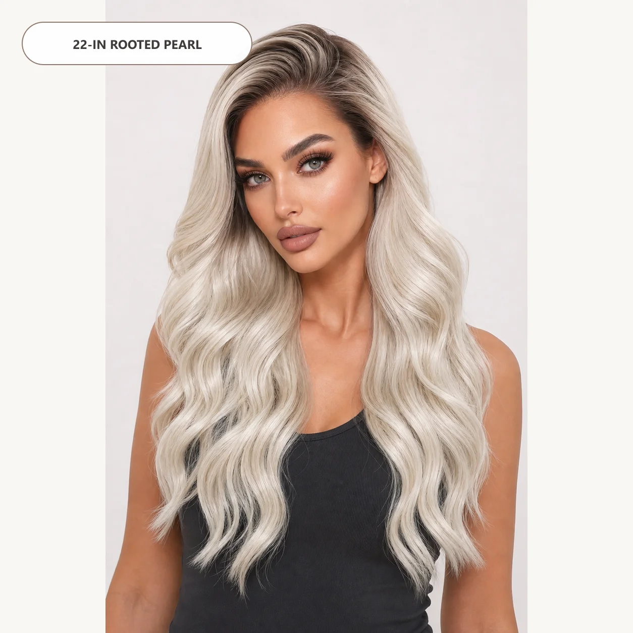 22 Inch Rooted Pearl Body Wave Wig 13x6 Lace Frontal Wig Shadow Root Ombre Icy Pearl Blonde Synthetic Lace Front Wig Deep Side