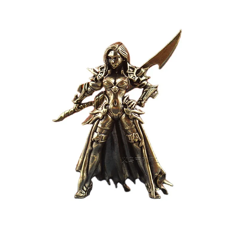 Brass Vintage Broadsword Beauty Warrior Western Style Anime Characters Action Figures Desktop Miniature Ornament Accessories