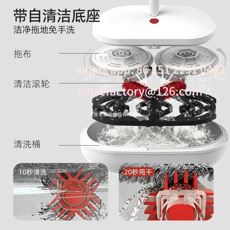 Aanpasbare handwas Gratis elektrische dweil Huishoudelijke draadloze automatische roterende dweilmachine Lui wassen