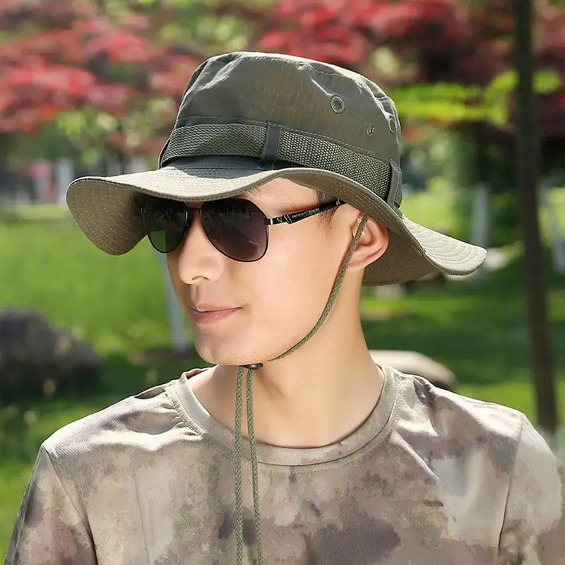 Sun Hats for Men Outdoor Fishing Cap Wide Brim Anti-UV Protection Women Bucket Hat Summer Hiking Fisherman Caps Leisure style ﻿