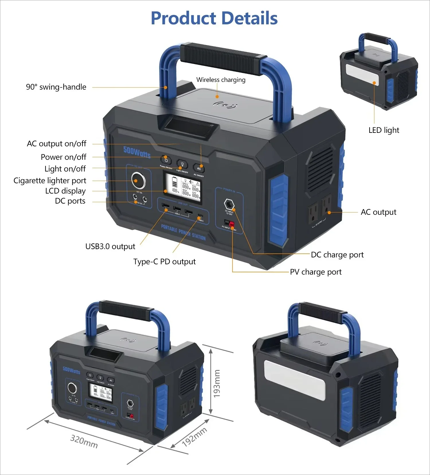 Hot sale 1kw 3kw 5kw power station 5000 watts off-grid residential solar generator