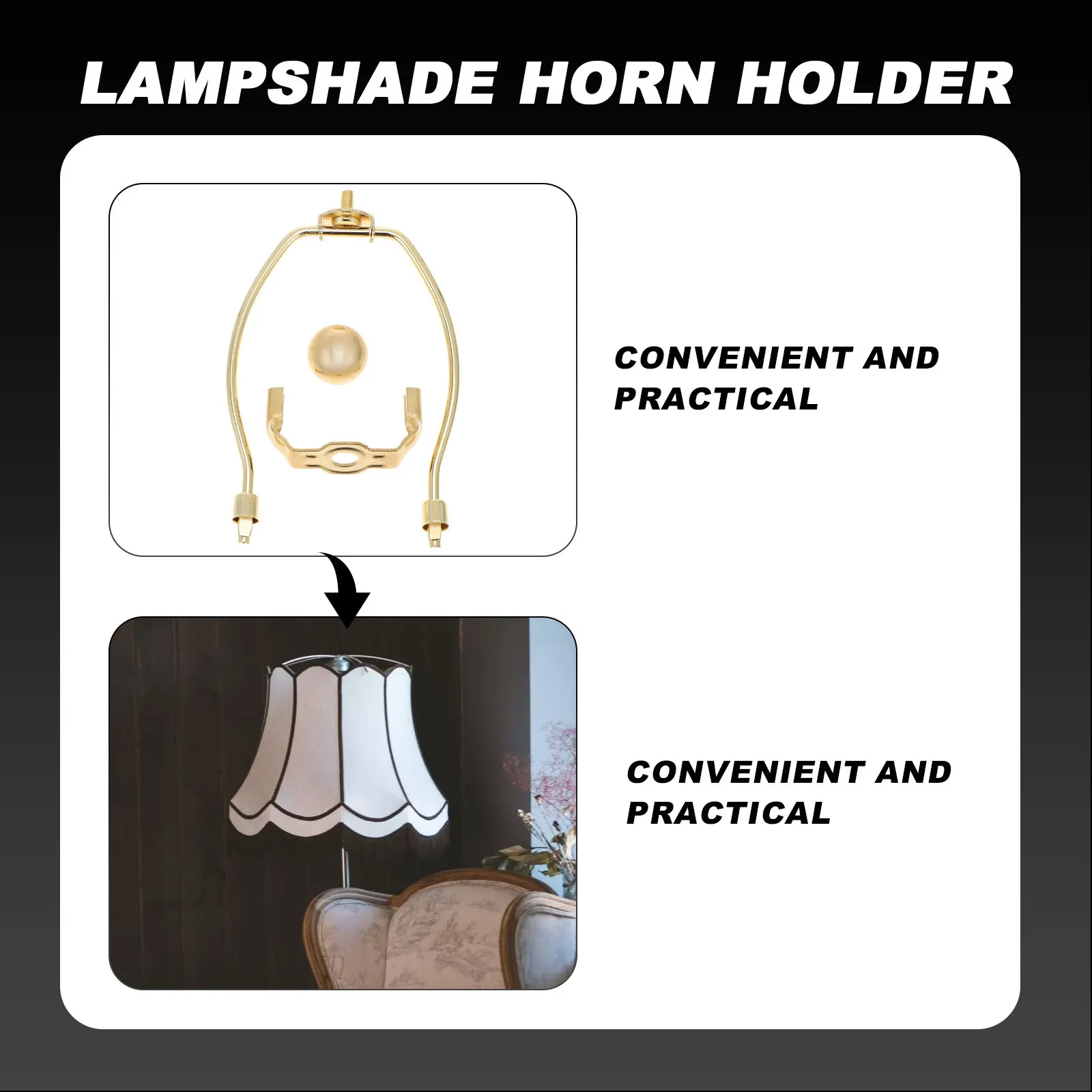 2Pcs Lampshade Horn Bracket Fine Workmanship Electroplated Lamp Shade Harp Holder Lampshade Accessory for Restaurant Cafe Home