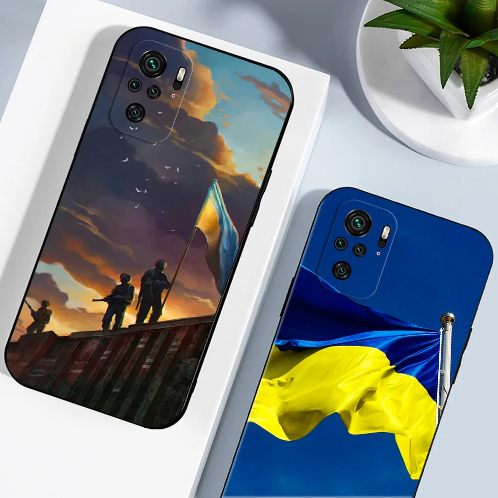 Case For Xiaomi Redmi Note 10 10s 4G phone back cover shockproof Case Cover Black Tpu Case ukraine flag