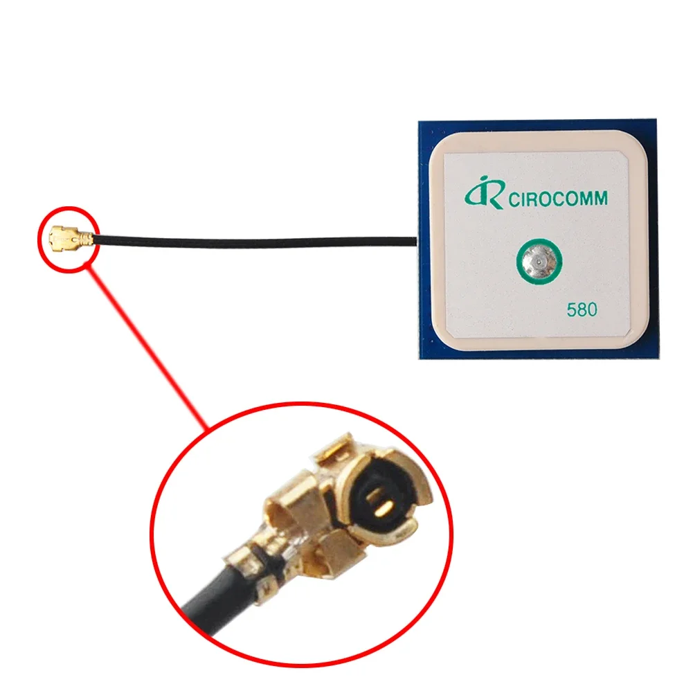 Beitian BT-580 Cirocomm GPS Active Internal Antenna 32db High Gain Ceramic Antenna IPEX Connector 25x25x2mm 1.13 Cable 5cm Long