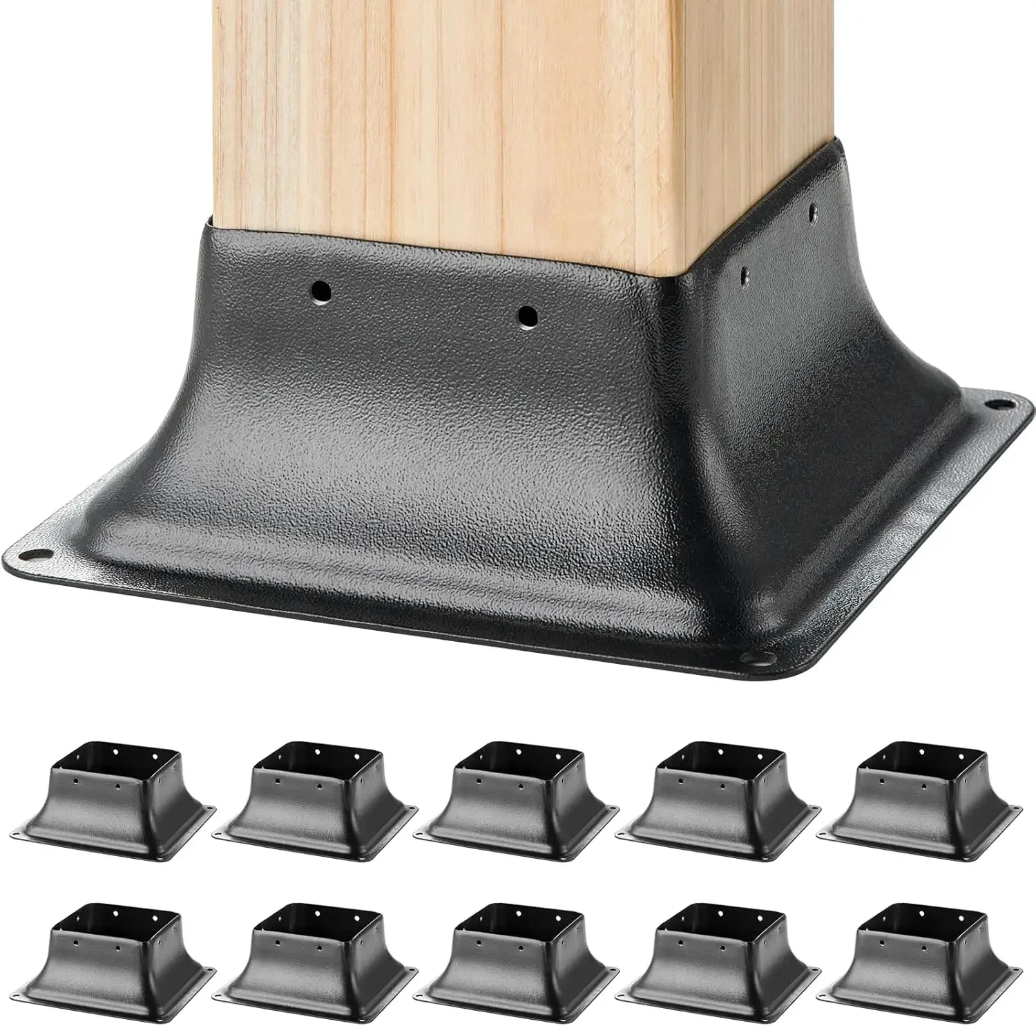 

Post Base 4x4 10Pcs, Internal 3.6"x3.6" Heavy Duty Powder-Coated Steel Post Bracket Fit for Standard Wood Post Anchor
