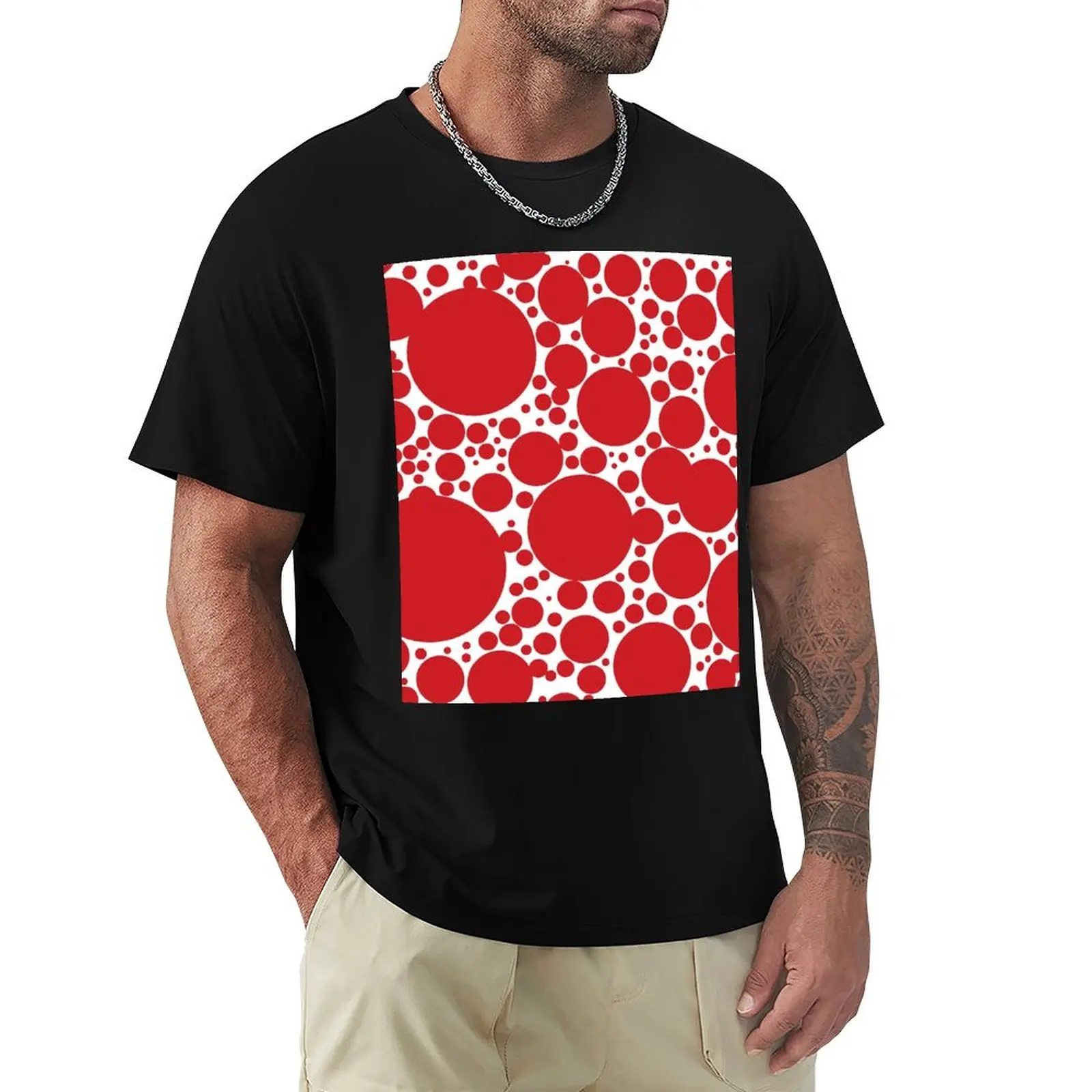 

Red Dots Pattern T-Shirt custom t shirt clothes Anime t-shirt vintage t shirt men