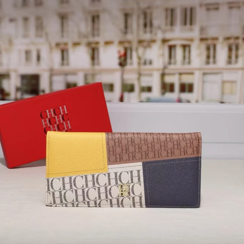 CH  Unisex Long Wallet  Fashion Printed Two-Fold Genuine Texture Wallet Bolsos Mujer