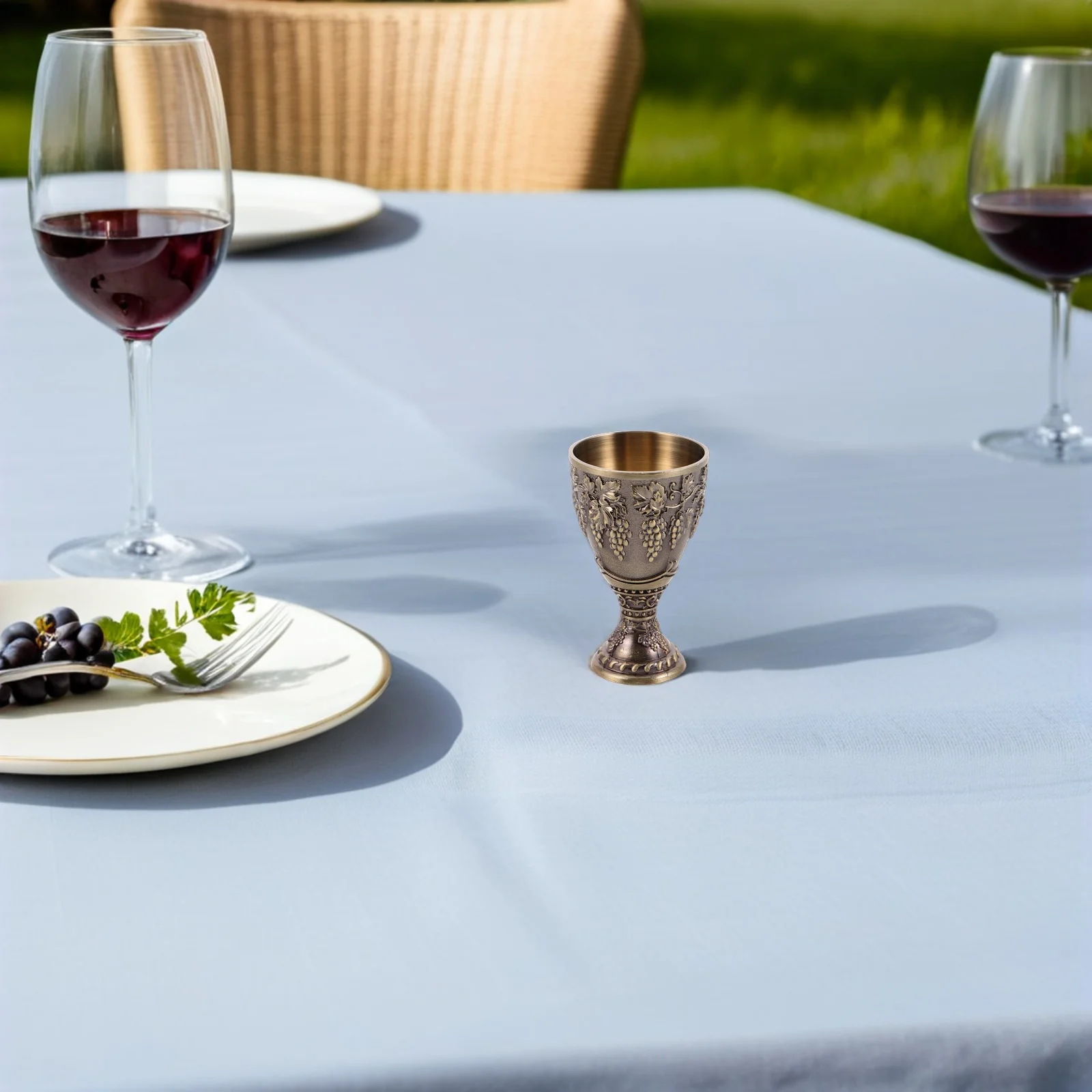 2 قطعة سبائك الزنك خمر كأس الكأس مجموعة أنيقة تنقش الأزهار كأس النبيذ المعدني لحفلات الزفاف الطقوس الأحداث الكنيسة #5