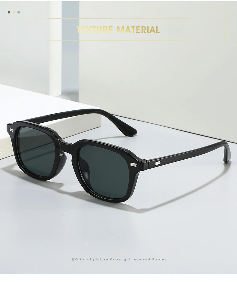 Retro-Sonnenbrille mit Metallnieten, UV400, leichte, schlanke, rechteckige Sonnenbrille für Männer und Frauen, zum Fahren, modische Alltagsbrille – Detail 4