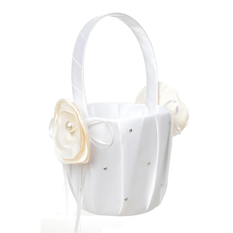 Panier bianco Mariage Flower Girl Basket per matrimonio bianco piccoli accessori da sposa Cestas Mimbre Para Bodas