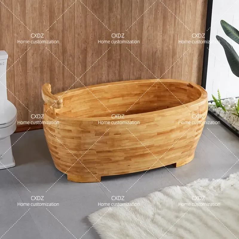 Thickened Solid Wood Bath Bucket for Adults Large Wooden Soaking Tub for Home Spa Foot Care and Body Relaxation Durable