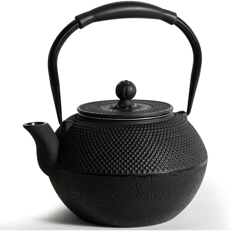 

Cast iron teapot for stovetop use with stainless steel infuser Japanese handmade tea pot featuring enameled interior coating id