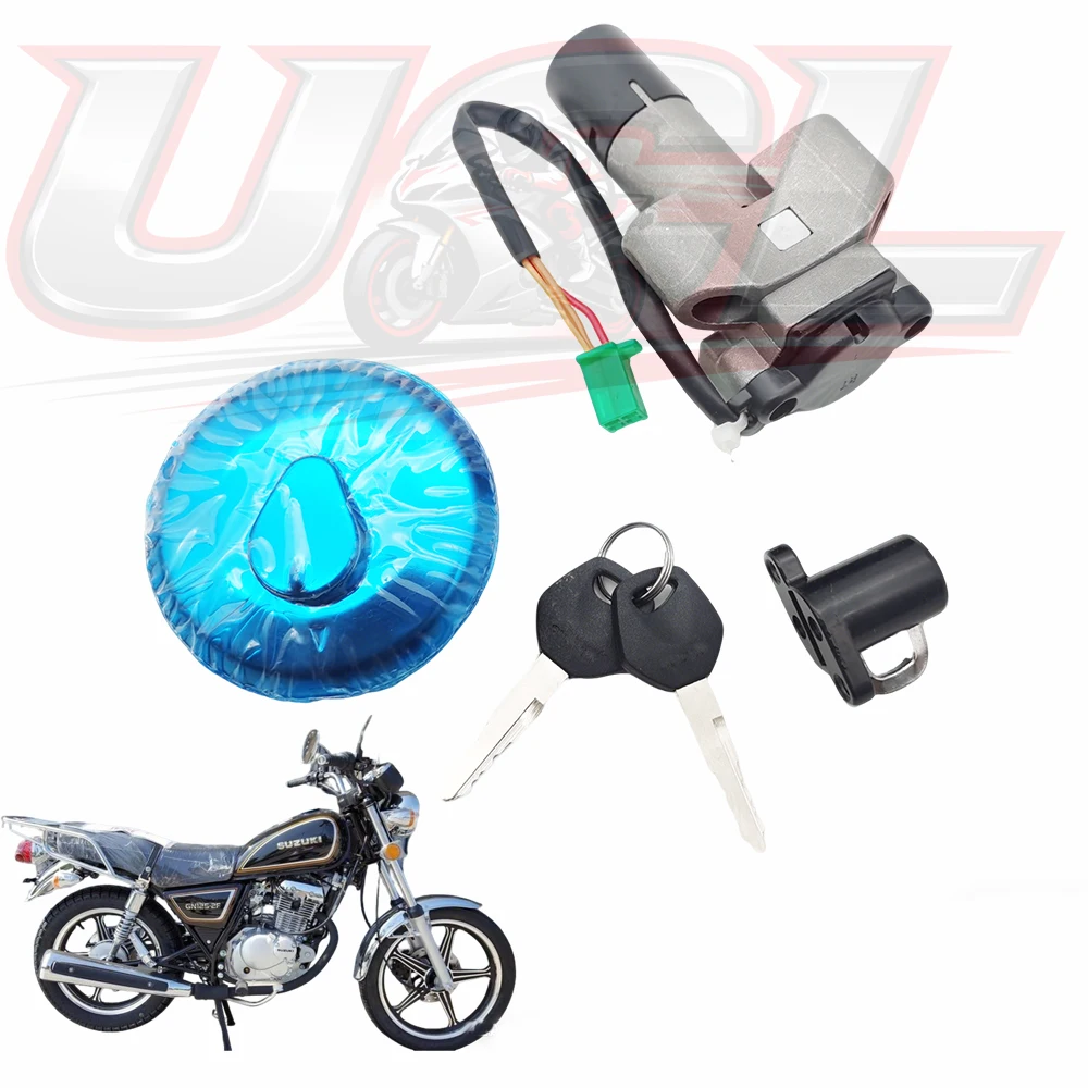 Juego de Interruptor de Encendido de Motocicleta de 3 Cables de Alta Calidad con Llave para Tapa de Tanque de Combustible, Compatible con Suzuki GN125-2F GN125F 125cc, Piezas de Motor