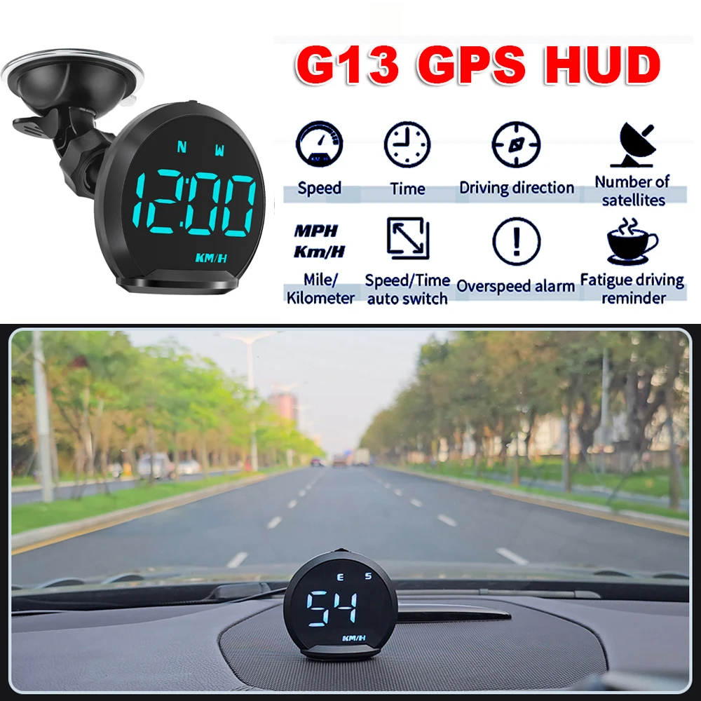 

Universal Digital GPS Speedometer Head Up Display G13 for Car Display HUD Gauge With Clock KMH Speed Fatigued Driving Alert