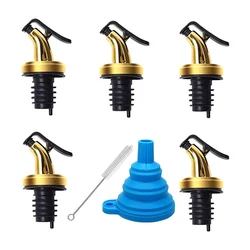 Gold Olive Oil Spout  Oil And Vinegar Dispenser Pour Spouts With Attach Cap for Easy Cover, Perfect Choice for Olive Oil Bottle
