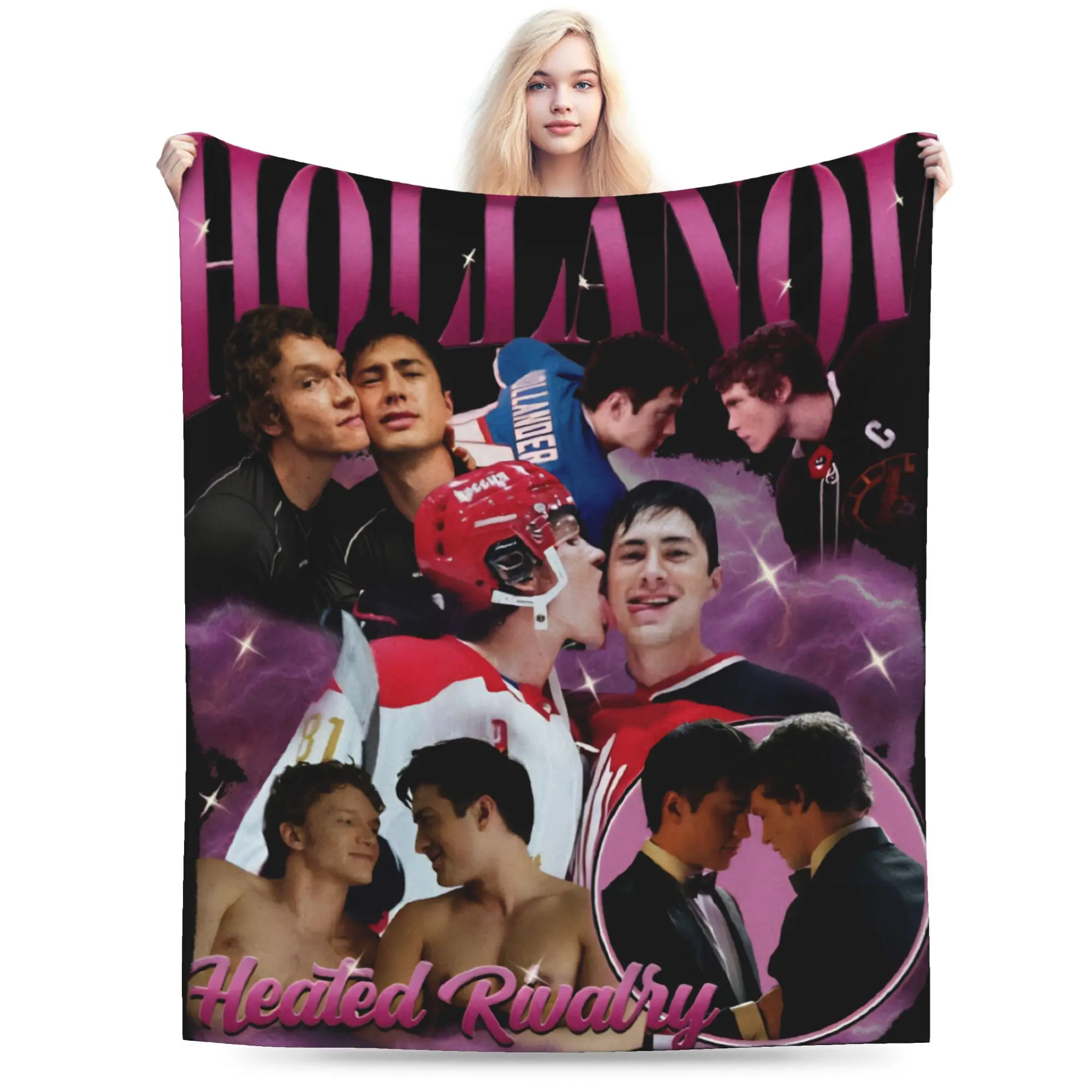 Hollanov Hockey Romance Heated Rivalry Blanket Boy Flannel Throw Blanket For Bedroom Warm Soft Custom Quality Bedspread Gift