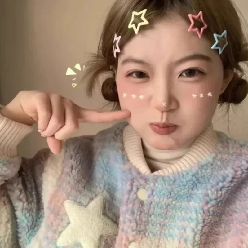10/20 Stück Bunte Kawaii Stern Haarspangen Y2K Süße Mädchen BB Solid Star Haarspangen Metall Snap Clip Kopfschmuck Haarschmuck Geschenke