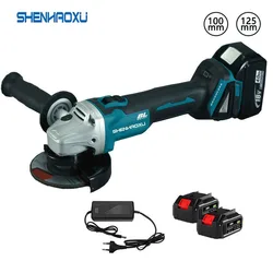 SHENHAOXU Electric Angle Grinder 4/5inch 120/125mm Rechargeable Brushless Cordless 4 Speed Cutting Power Tool Makita 18V Battery