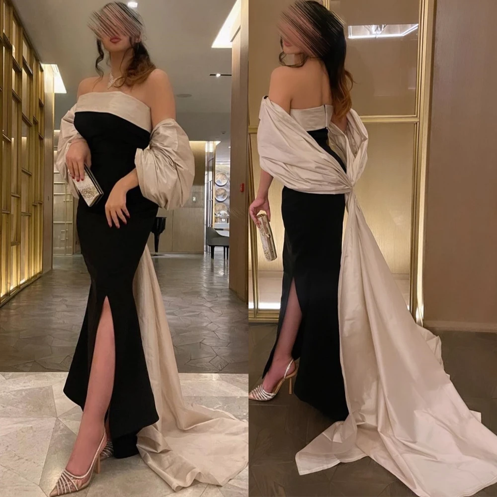 

Customized Luxury Jersey Evening Dress Fashion Strapless Mermaid Prom Dresses Delicate Contrast Color Special Occasion Gowns