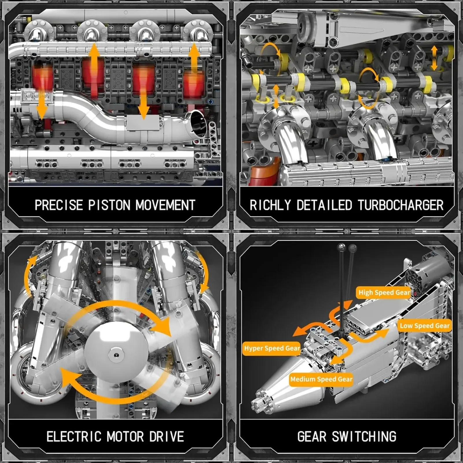 Mould King 2899PCS DIY V8 Kit de construcción de modelo de motor con motor eléctrico - Juguete de ingeniería STEM