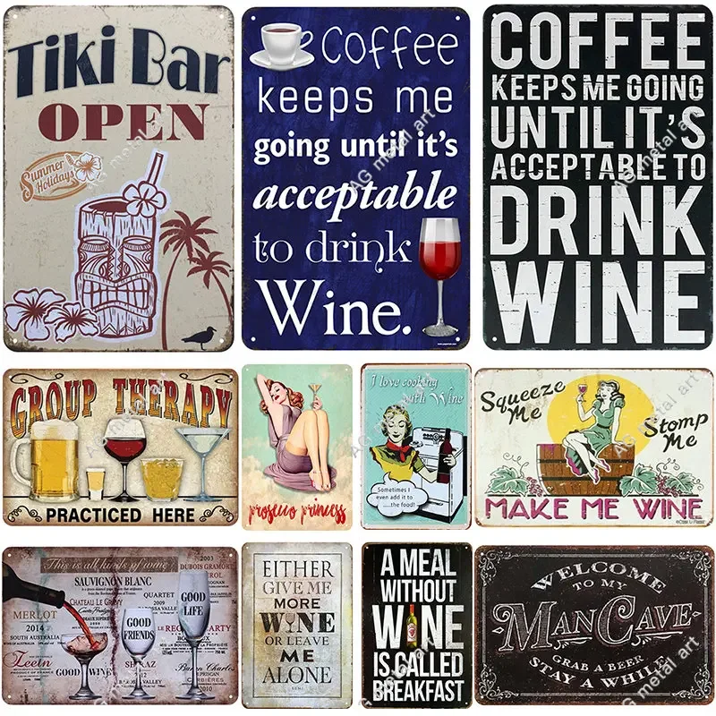 

Tinki Bar Open Coffee Wine Tin Sign Vintage Metal Poster Bar Cafe Kitchen Indoor Decortiave Signs Wall PlaquesTin Plate Painting