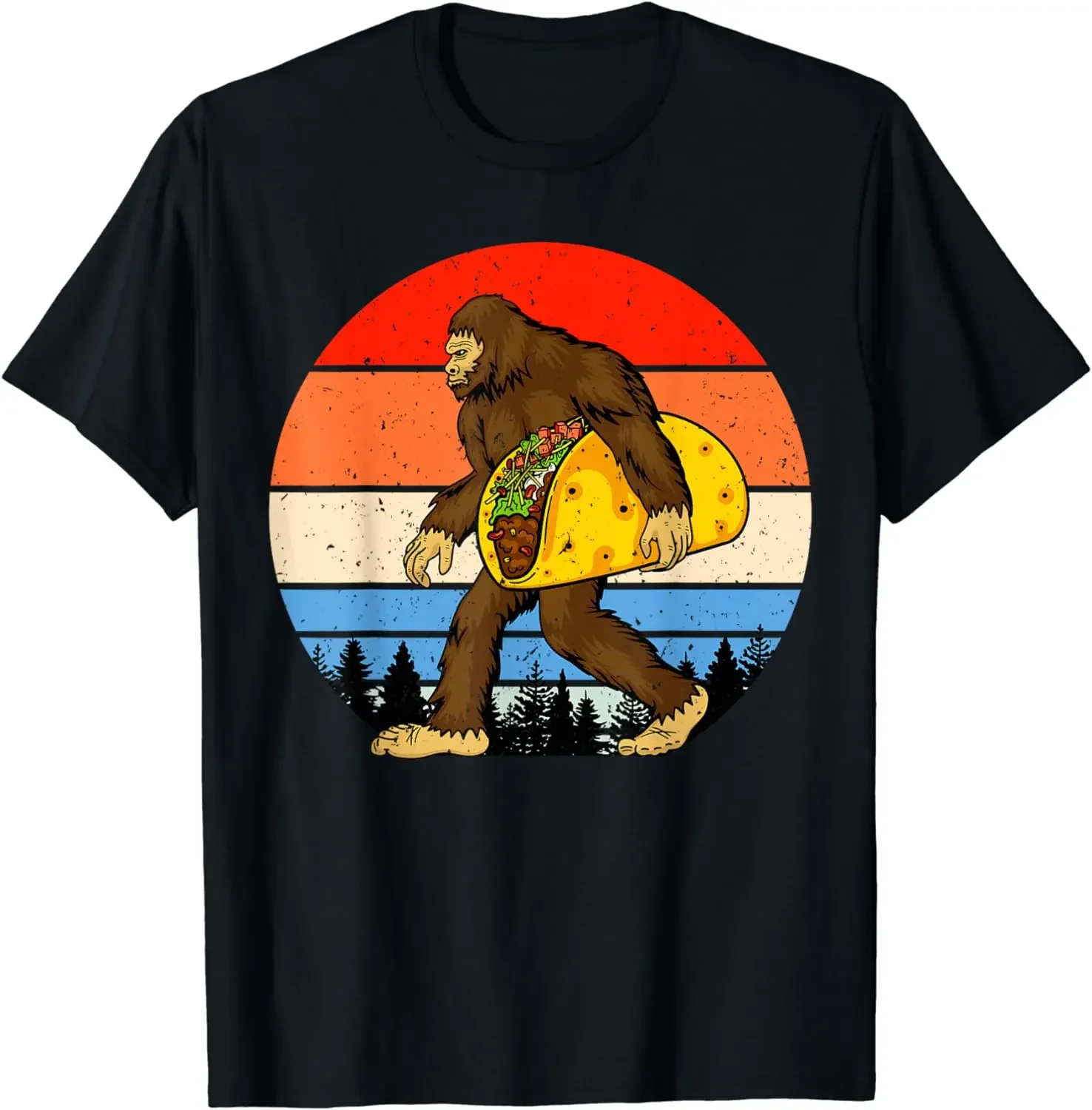 2024 summer tops Funny Bigfoot Holding Taco, Funny Taco Lover, Bigfoot T-Shirt