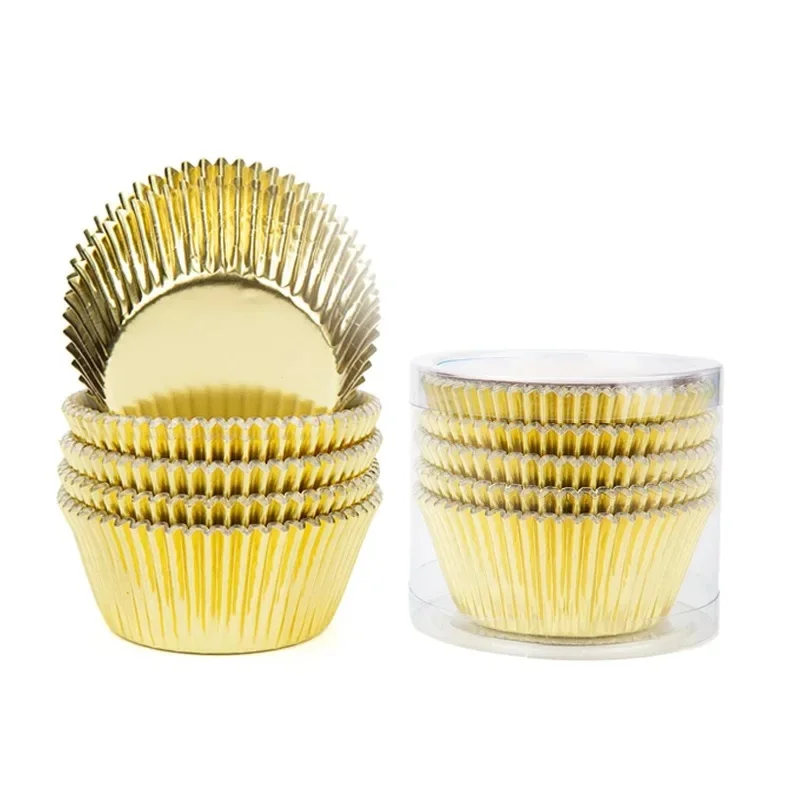 100 piece set of gold foil cupcake liners, multifunctional cake cup kitchen supplies, ideal tools for home kitchen baking work