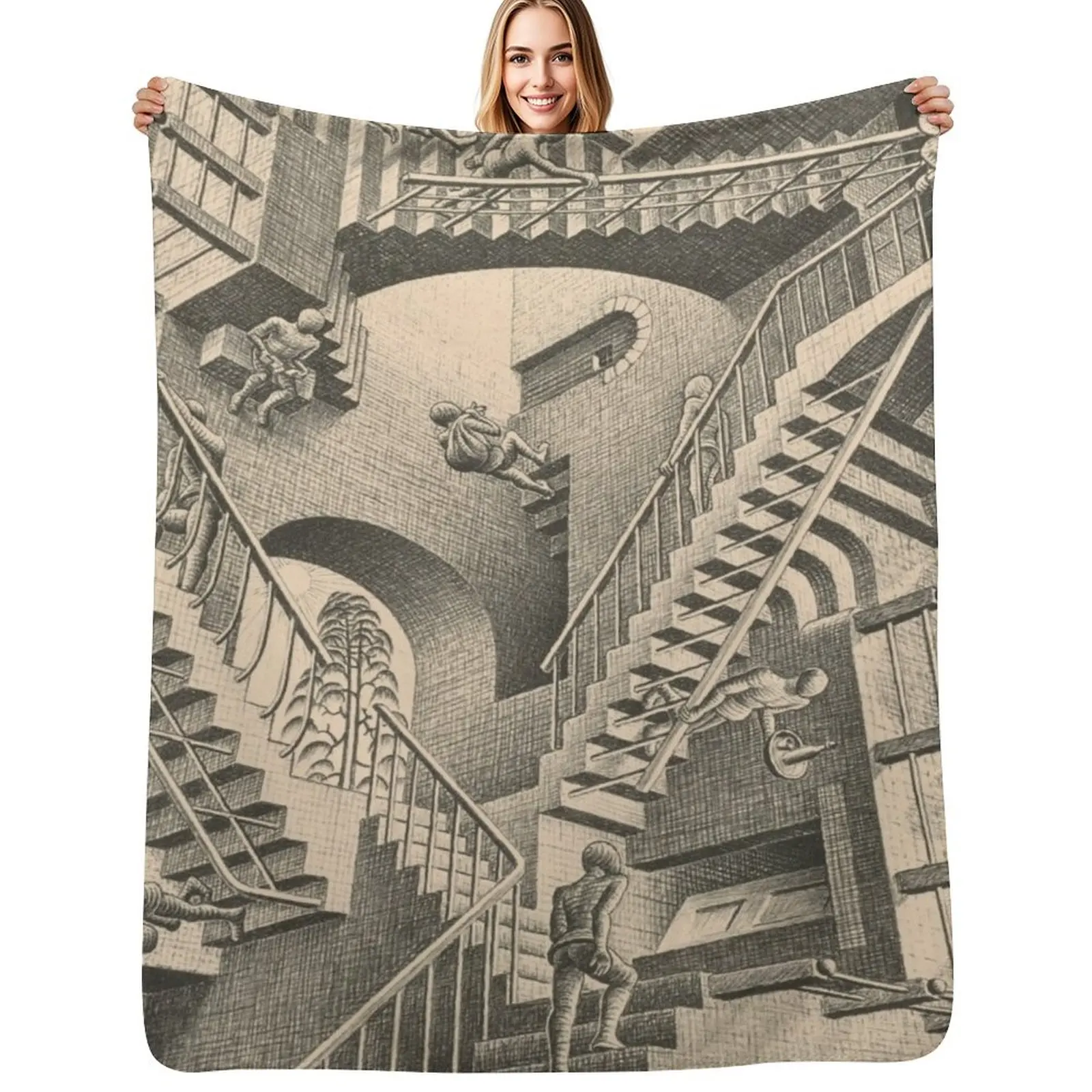 Escher - Relativity Throw Blanket Travel Size Cozy Blanket for Plane Train