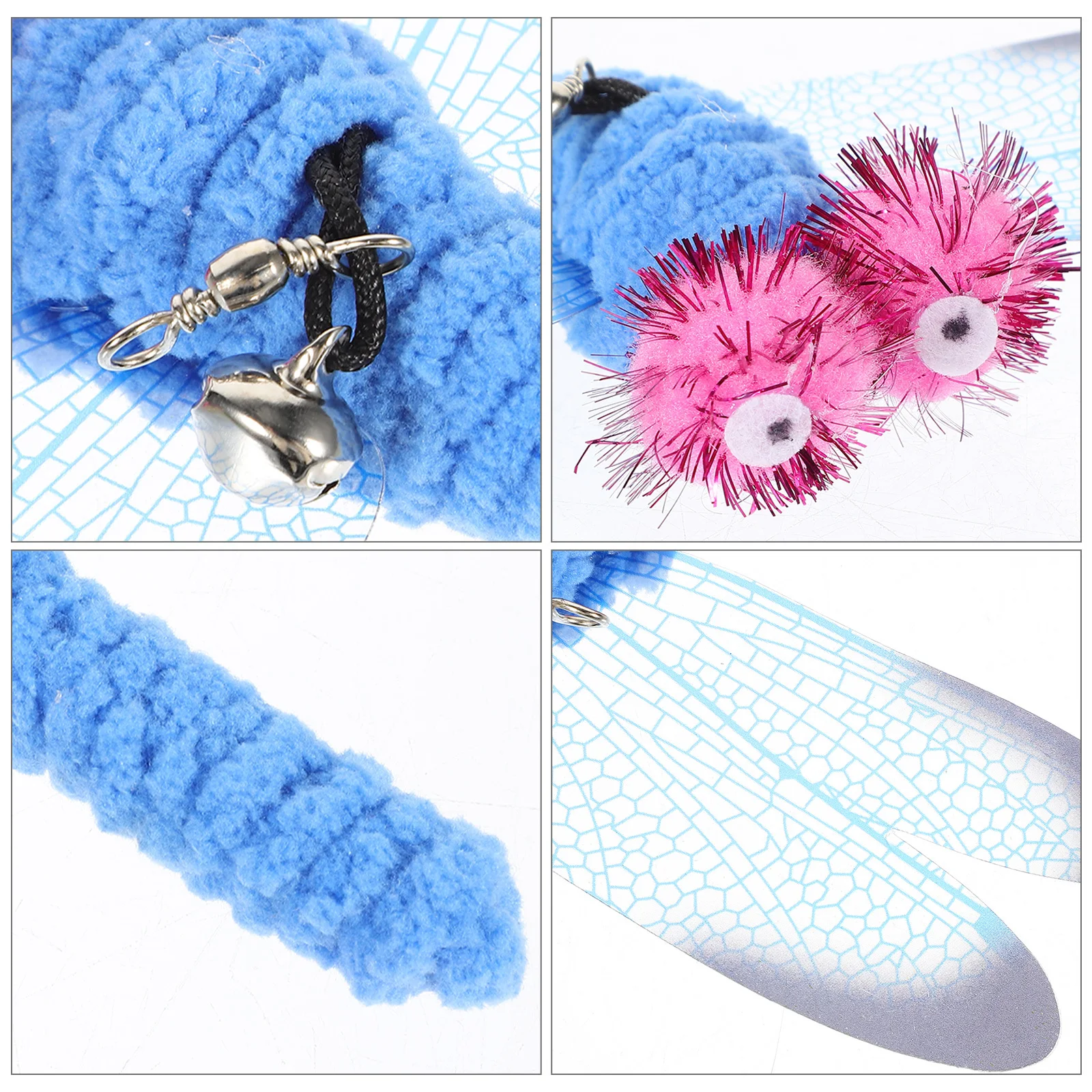 

5Pcs Bright Color Dragonfly Shaped Cat Teaser Wand Refills Safe Eco-Friendly Interactive Kitten Accessories Cat