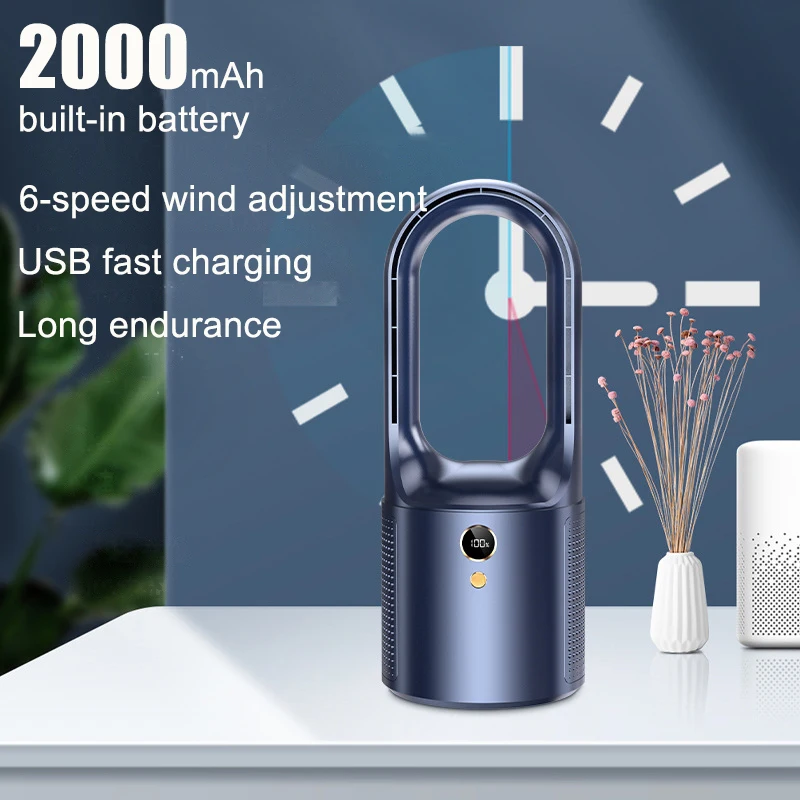 مروحة سطح المكتب بلا شفرات ، شحن USB ، عمودي ، صغير ، مهجع الطلاب ، مكتب بجانب السرير ، جديد ،