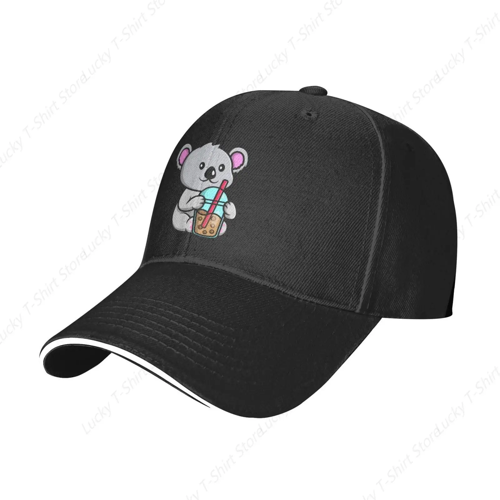 Lovely Koala Drinking a Drink Baseball Cap Women Men Hat Adjustable Golf Caps Dad Sun Hat White