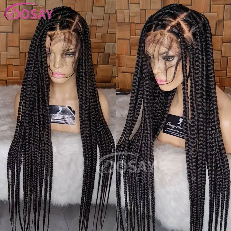 360 Knotless Box Braids Lace Front Wig Super Long Full Lace Box Braid Wig With Baby Hairs Synthetic Braided Wigs For Black Women