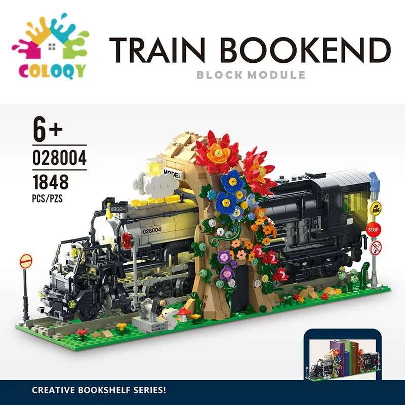 

Retro steampunk train boys assemble building blocks, children's toys train models, building block gifts wholesale toys