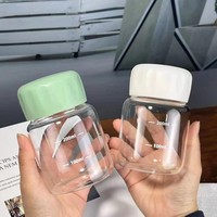 Mini Cute Kawaii Glass Water Bottle 300ml Small Drinking Bottle with Scale Portable Woman Glass Tumbler Girl Milk Coffee